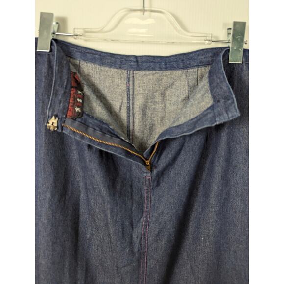 Vintage 90's Funky People Denim Maxi Skirt Embroidered Flowers an Butterfly - Picture 6 of 9